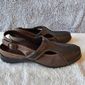 Easy Spirit‎ Women Leather Sportster Slingback Mule Size 7.5M Brown Comfort Wave